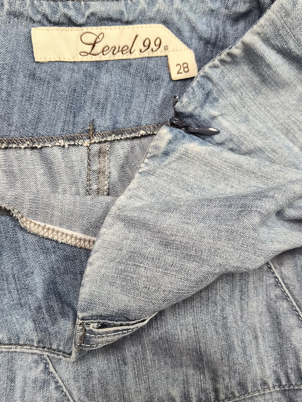 Level 99 Light Blue Side Zip Denim A Line Maxi Skirt Size 28 - Picture 4 of 6